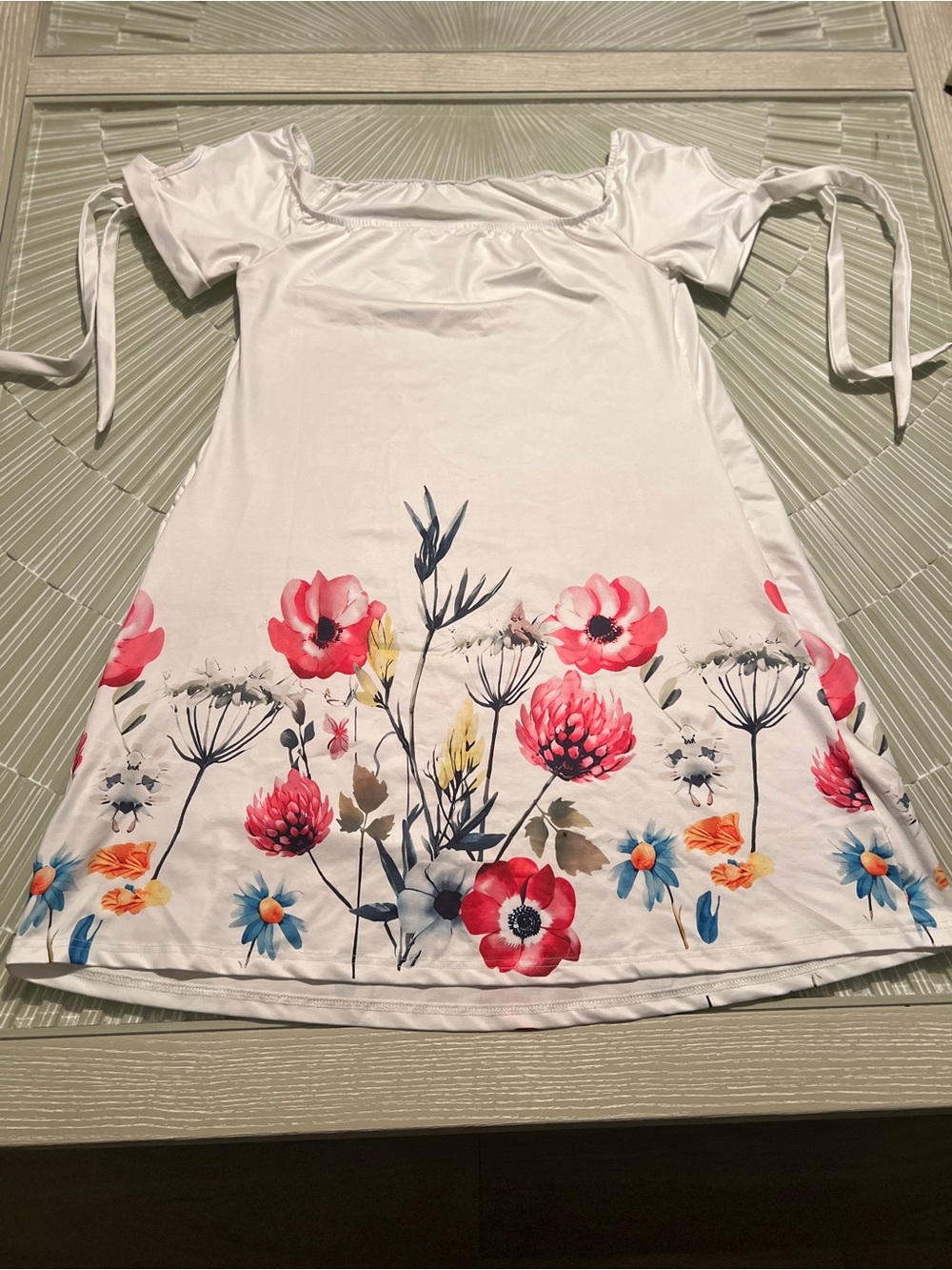 SHEIN White Top with Subtle Pink and Blue Wash